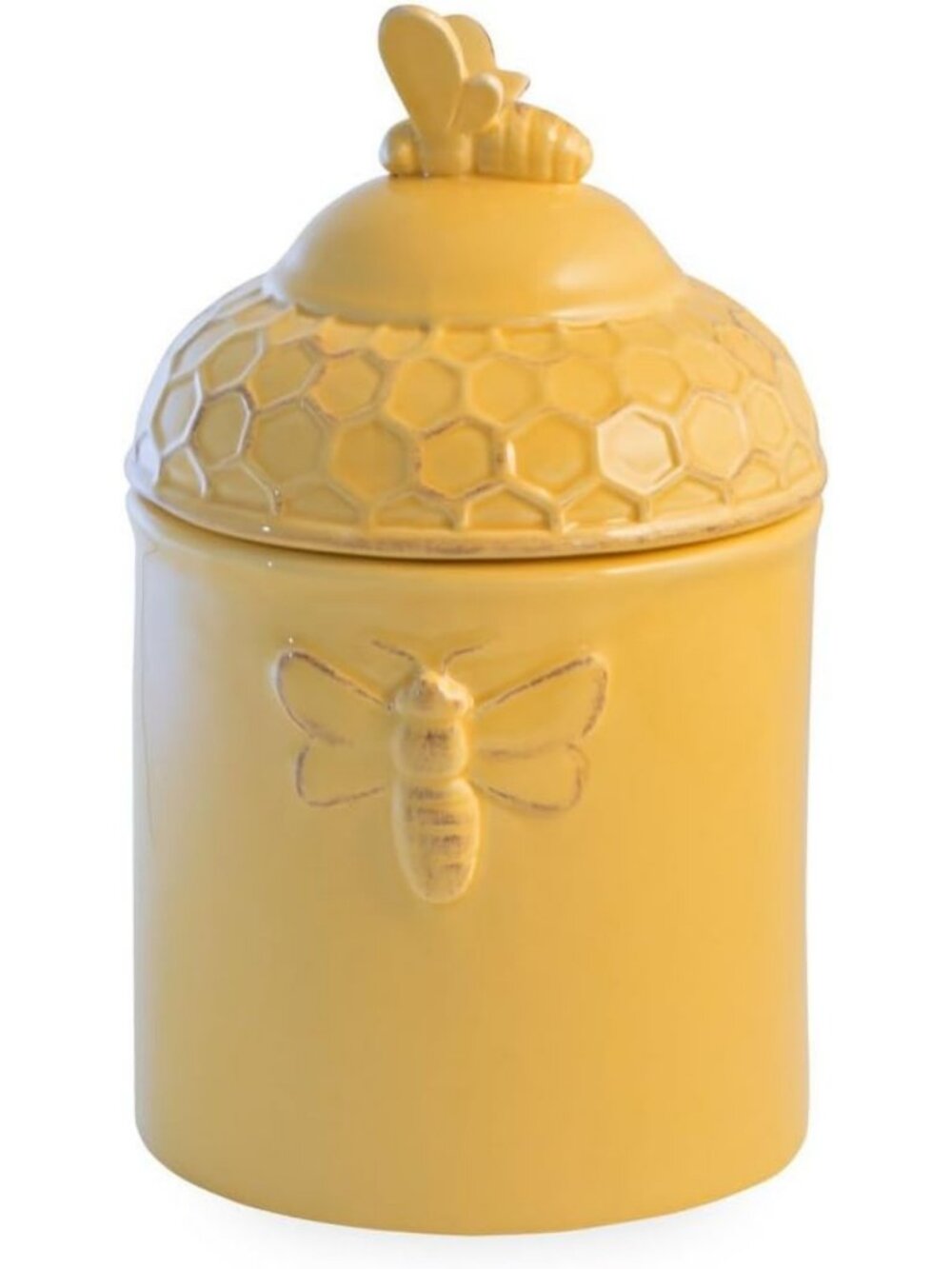 Ceramic Goody Jar with Honeycomb Design - Stylish Kitchen Storage Container